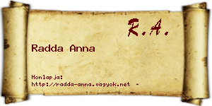 Radda Anna névjegykártya